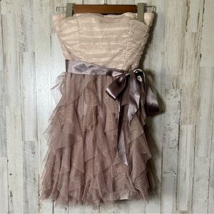 Teeze‎ Me Champagne/Brown Sparkle Strapless Dress